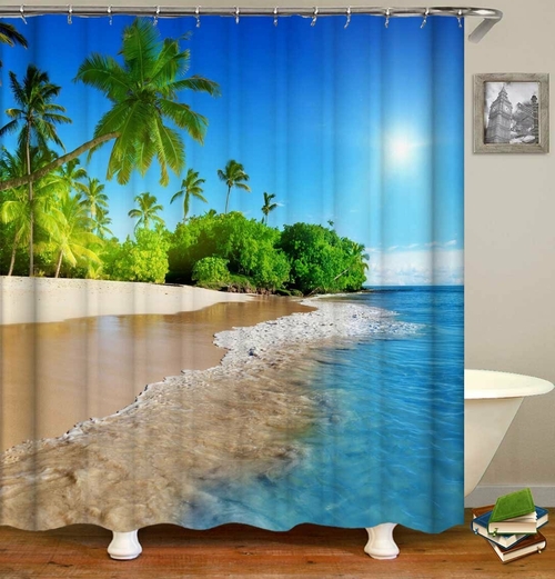 Sunny Tropical Beach Shower Curtain