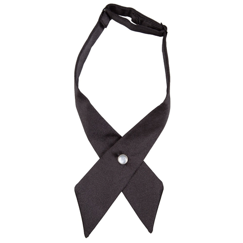 Plain Satin Black Crossover Bow Tie