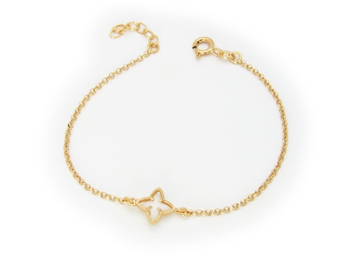 Fronay 402422M 6.5 in. Lilly White Flower Crystal Bracelet in 925 Ster