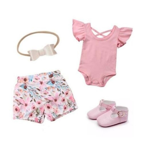 UK Newborn Toddler Baby Girl Floral Romper+Shorts