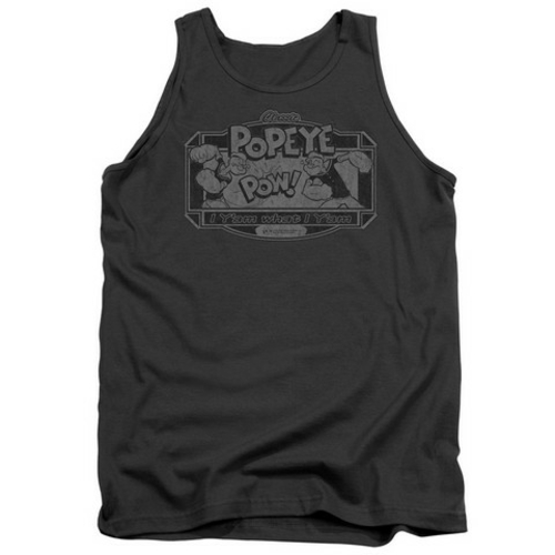 Popeye-Classic Popeye Adult Tank Top, Charcoal - Small