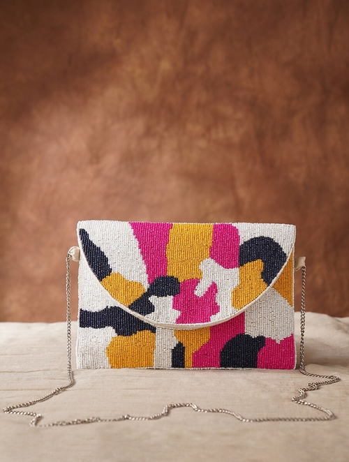 Women White Jute Clutches