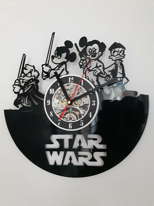 DISNEY STAR WARS HANDMADE VINYL RECORD WALL CLOCK FAN GIFT