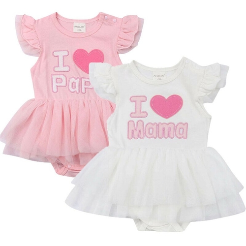 0-24M Baby Girl I love Papa/Mama Romper Summer