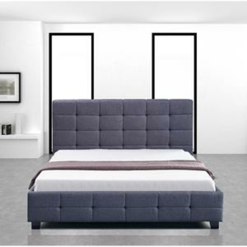 Double Grey Linen Fabric Deluxe Bed Frame