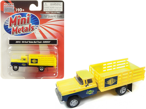 1960 Ford Stake Bed Truck \Sunoco\" Yellow and Blue 1/87 (HO) Scale
