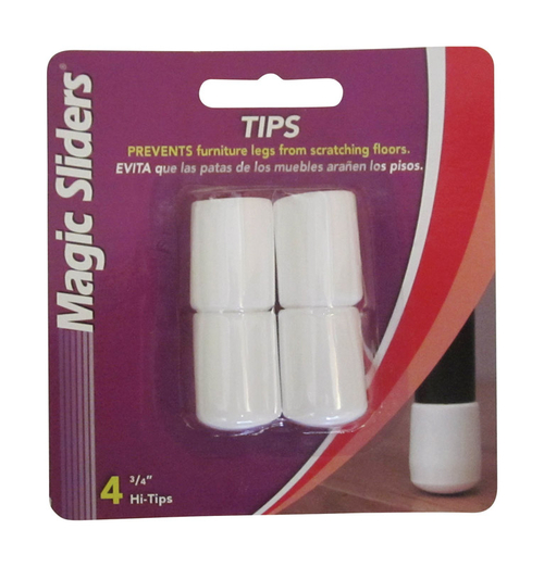 Magic Sliders 5953674 Vinyl Round Leg Tip, White - 0.75 in. - Pack