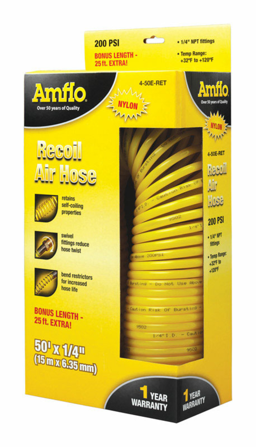 Plews 450E-RET 0.25 in. x 50 ft. Air Hose Recoil  Yellow