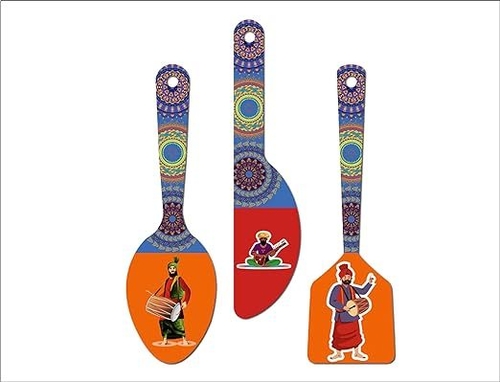Punjabi Culture Wooden Wall Hanger Spoons for Home | Office | Living