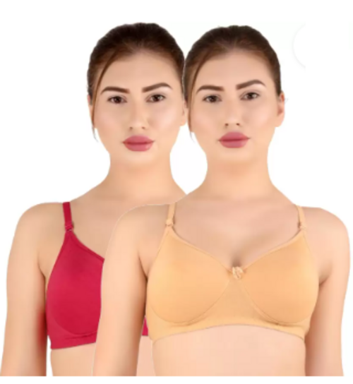 Pack of 2 Women T-Shirt Lightly Padded Bra  (Gold, Pink)