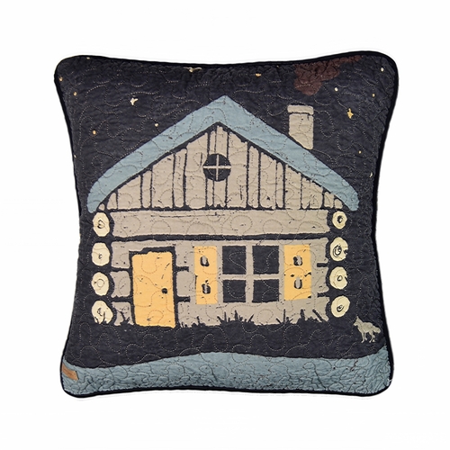 American Heritage Textiles 61201 18 x 18 in. Moonlit Cabin Decorative 