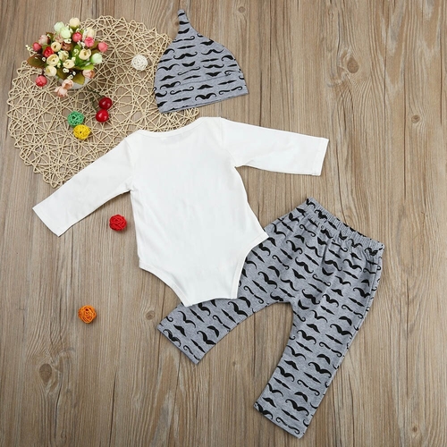 New 3PCS  Set Cute Newborn Baby Boy Romper