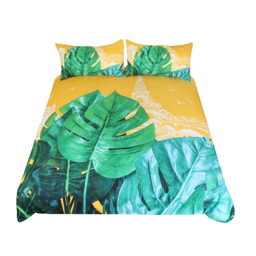 Plant Bedding Set Paris Tower Duvet Cover Set Leaf