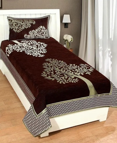 CHENILLE FLORAL HEAVY BEDSHEET FOR SINGLE BED SIZE II 60 X 90 INCH II