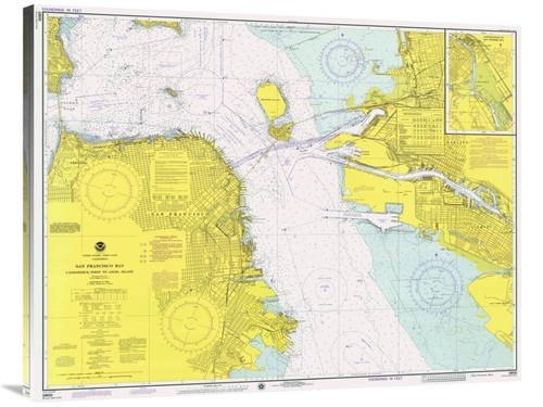 Global Gallery GCS-450529-40-142 40 in. Nautical Chart - San Francisco