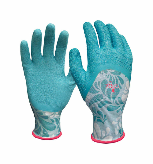 Digz 7503345 Womens Latex Gardening Gloves - Blue  Small