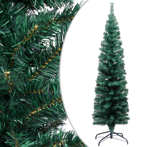 Slim Artificial Christmas Tree with Stand Green 59.1" PVC