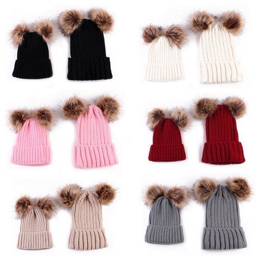 Mom&Newborn Baby Boy Girls Pompon Autumn Winter