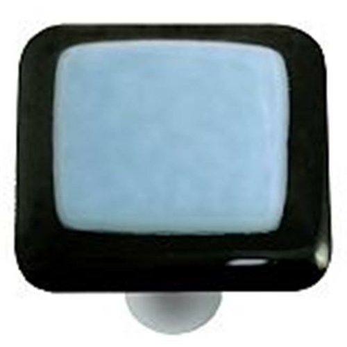 Hot Knobs HK5005-KA Black Border with Powder Blue Square Glass Cabinet