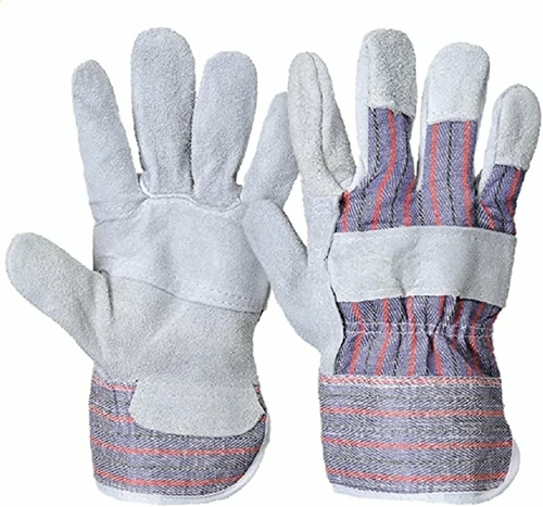 PUREVACY Gray Insulated Leather Work Gloves Medium Size, Heavy Duty