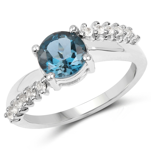 1.63 Carat Genuine London Blue Topaz and White Topaz .925 Sterling