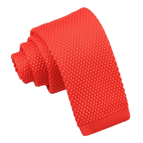 Plain Knitted Tie - Boys - Red