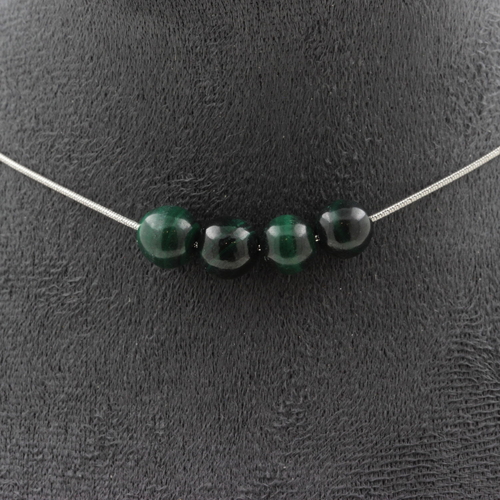 Malachite from Congo quality 7A 8 mm 4 beads necklace.