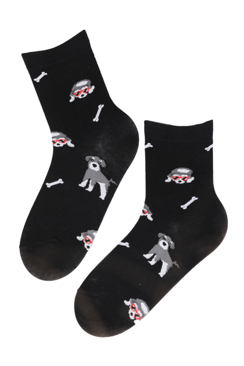 WOOF black cotton socks with dogs