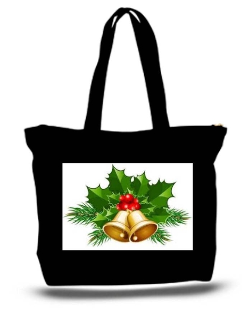 Holiday Christmas Bells Large Tote Grocery & Stuff Bag