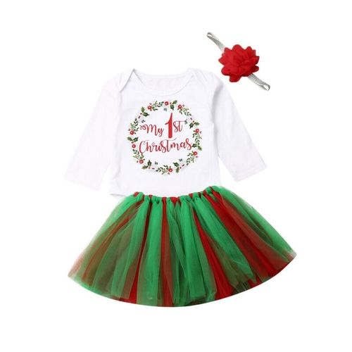 3Pcs  Newborn Kids Baby Girl Xmas Outfits Clothes