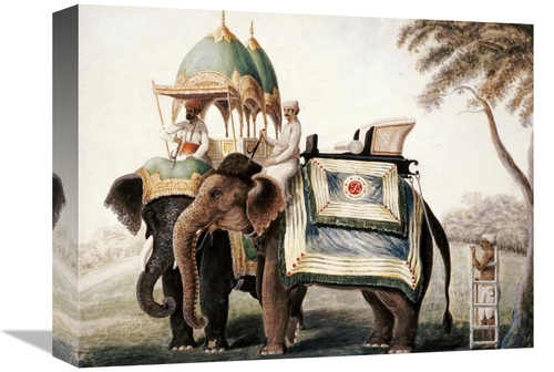 Global Gallery GCS-267869-16-142 16 in. Elephants with Their Mahout Ar