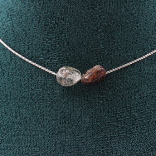 Green Phantom Quartz from Brazil 2 beads necklace