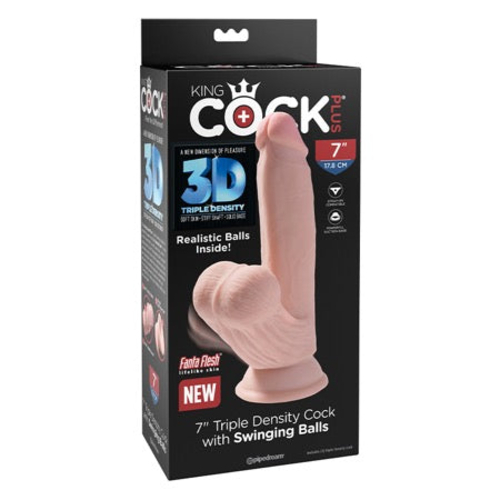 Pipedream King Cock Plus 7 in. Triple-Density Cock With Swinging Balls