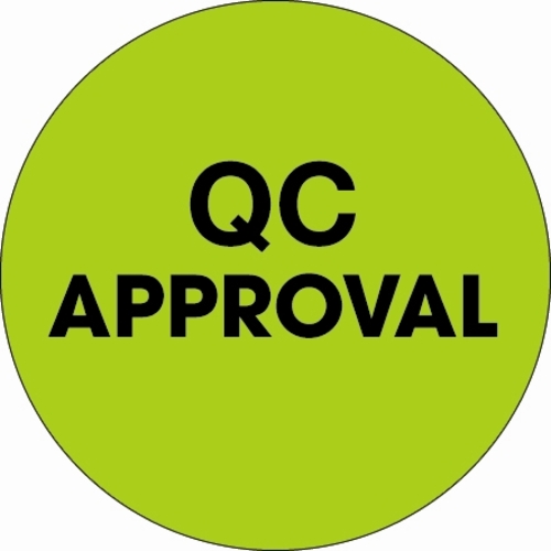 Tape Logic DL1254 1 in. Circle - QC Approval Fluorescent Green Labels 