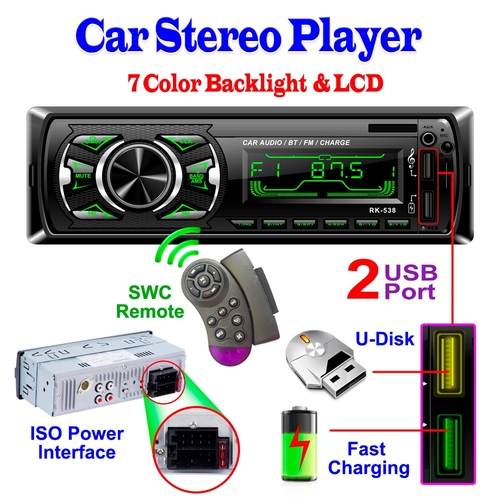 Car Stereo Audio In-Dash Aux Input FM Receiver SD