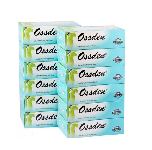 2 ply facial tissue 100% virgin paper WHITE pack of 12