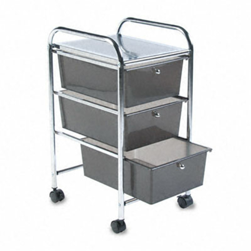 Advantus 34006 Portable Three-Drawer Organizer  Chrome Metal Frame/Smo