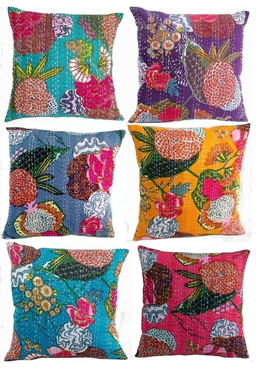 Fashion Hub Textile Work Creations Sofa Throw Square Kantha Cotton