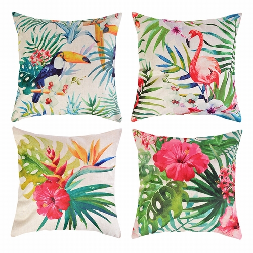 4Pcs 45x45cm Hawaii Flamingo Decoration Sofa