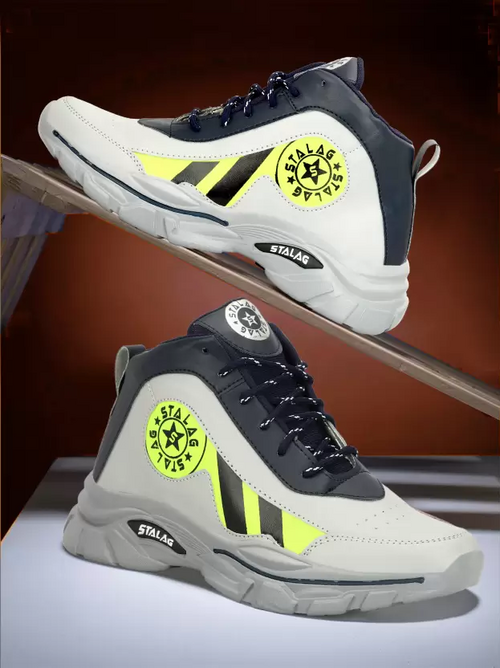 High Ankle Boots For Men High Tops For Men  (Grey, Black, Green) (Size