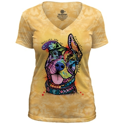 The Mountain 41417806224 Yellow My Favorite Breed V-Necks T-Shirt - 2X