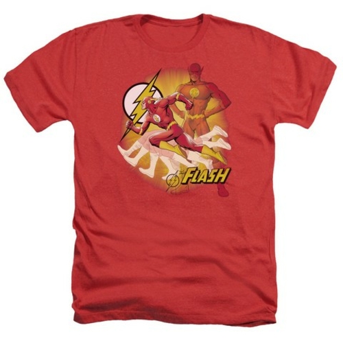 Trevco Jla-Lightning Fast Adult Heather Tee- Red - Small