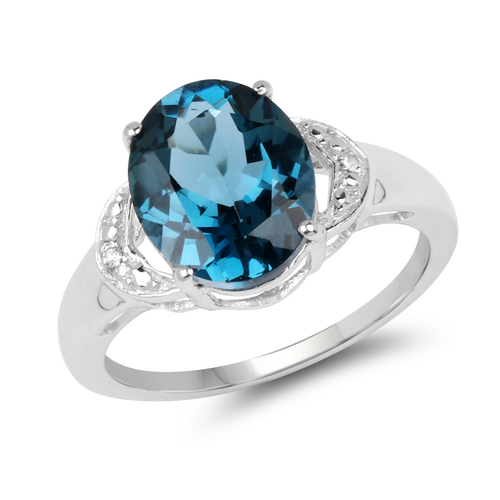 4.26 Carat Genuine London Blue Topaz & White Topaz .925 Sterling