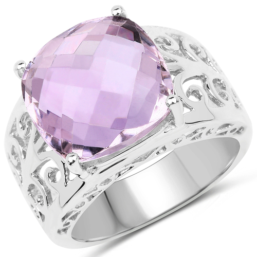 6.28 Carat Genuine Pink Amethyst .925 Sterling Silver Ring