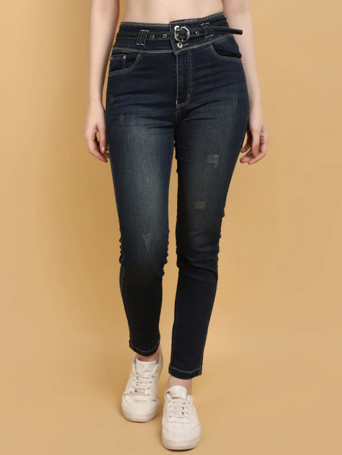 Women High Rise Denim Jeans(Size30)(Colornavy blue)