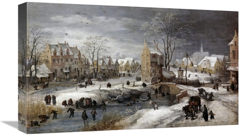 Global Gallery GCS-278629-22-142 22 in. A Village in Winter Art Print 