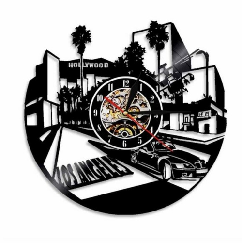 LOS ANGELES HOLLYWOOD HANDMADE VINYL RECORD WALL CLOCK FAN GIFT