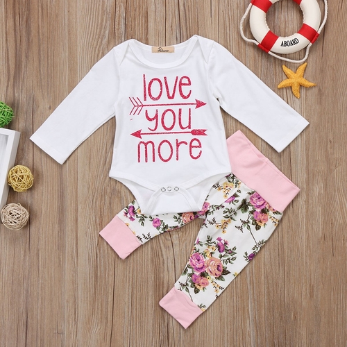 2 pcs Babies Girl Clothing Set Newborn Infant Baby