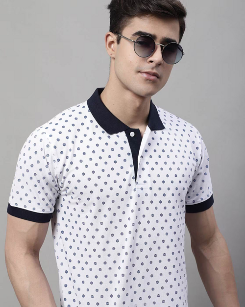 Men Floral Print Regular Fit Polo T-Shirt