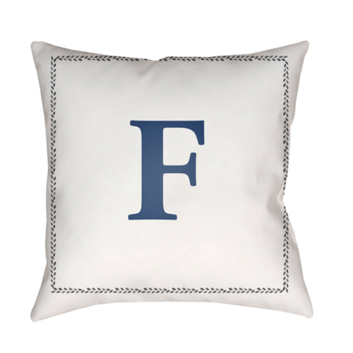 Surya INT006-2020 20 x 20 x 4 in. Initials Square Throw Pillow, Wh
